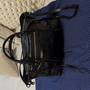 Rebecca Minkoff black leather tassel tote